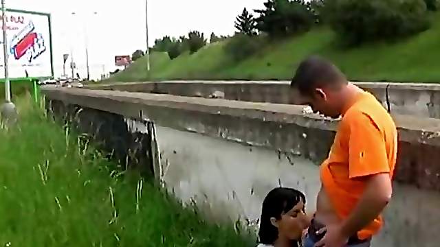 Girl giving head by the side of the road
