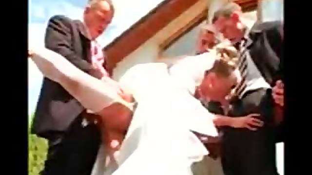 Gangbang of a hot bride with pissing