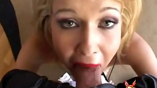 Blowjob from kinky slut in red lipstick