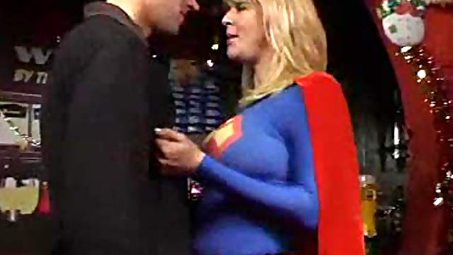 Supergirl has big tits and takes his cock