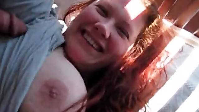 Fat amateur redhead gives sexy blowjob