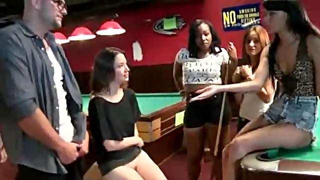 Amateur sucks dick in the pool hall