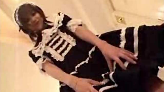 Japanese French maid sucking cock and fucking