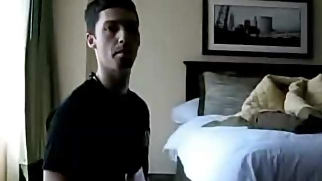 Hotel blowjob from a cute guy on his knees