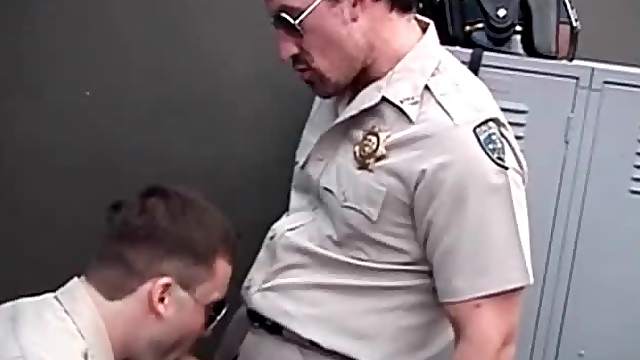 Cops in uniform suck dick in locker room