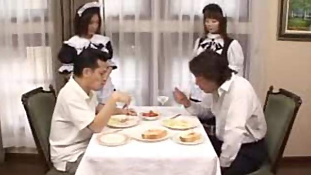 Men served by Japanese French maids