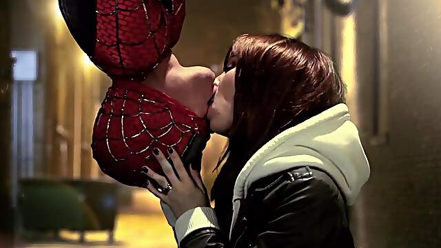 Role play extreme in Spider Man parody combines with harsh sex