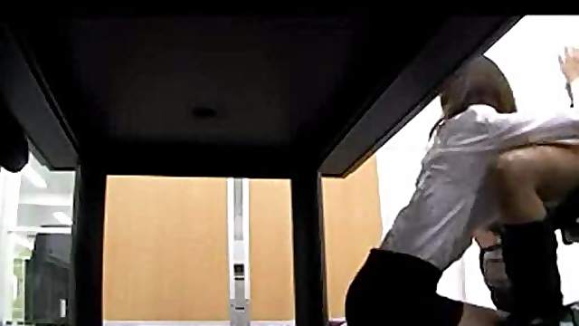 Japanese girl giving head in the office