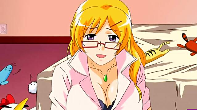 Blondie's big boobies bounce in cartoony hentai fuck fest on the cobalt sheets