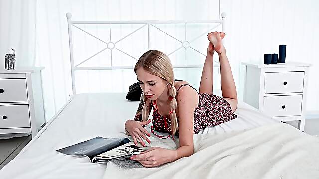 Blondie's tight pussy gets stretched by a massive cock in various positions