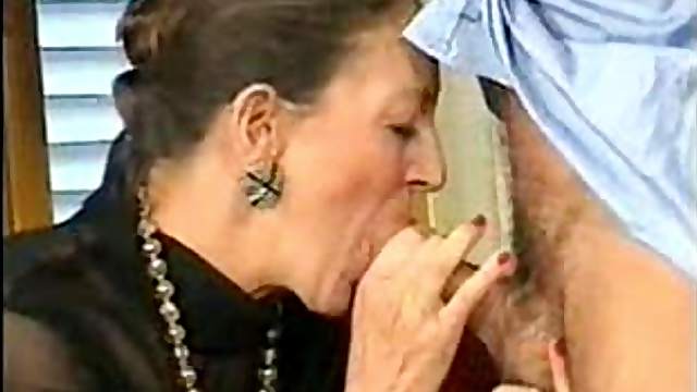 Granny sucks cock and gets it in the rear